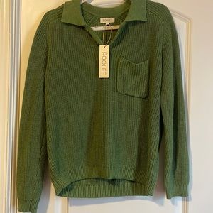 Roolee green sweater, small, NEW